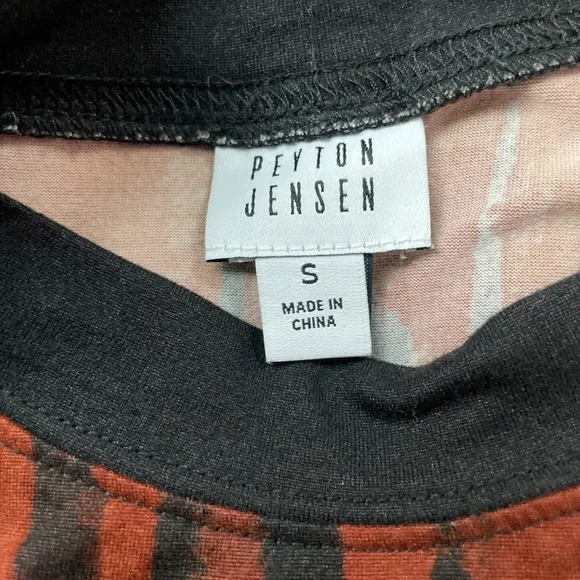 Peyton Jensen sweatshirt long sleeve banded hem ombre tie dye black orange small - Picture 6 of 7